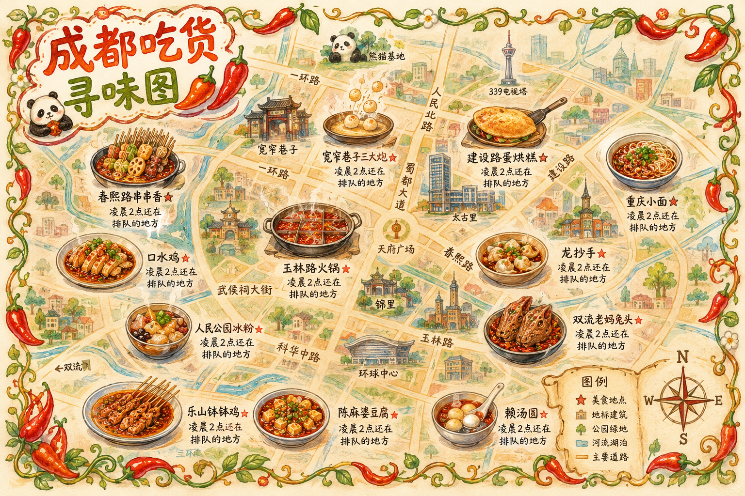成都手绘美食地图