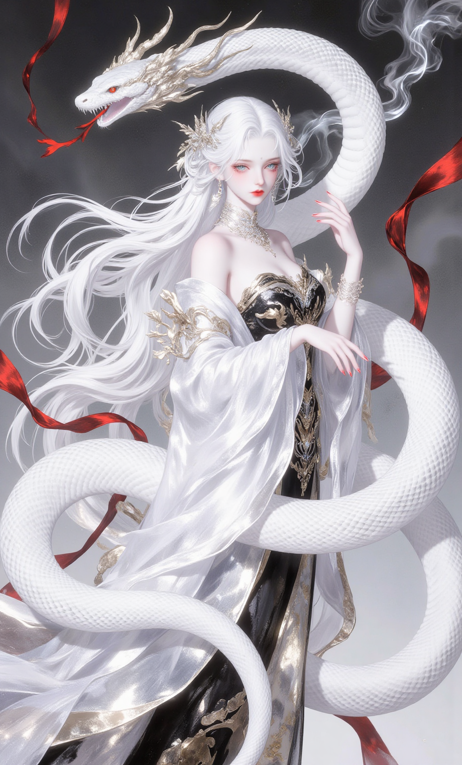 白发龙蛇与华丽神秘女王形象