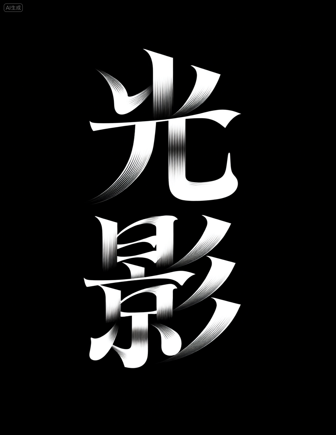 黑底白字&ldquo;光影&rdquo;书法风海报