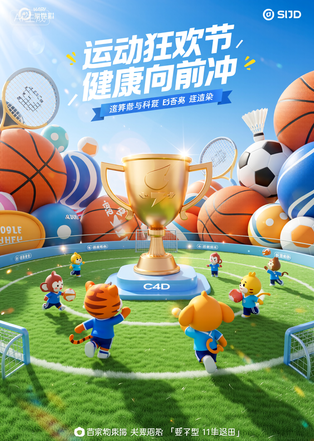 3D电商场景渲染，电商活动海报，活动KV，3DKV海报