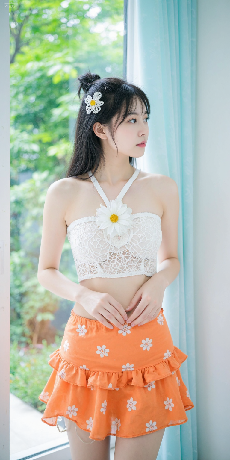 窗边夏日清新少女风写真