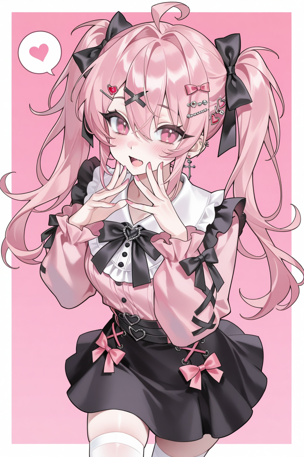 粉色系甜美双马尾少女插画