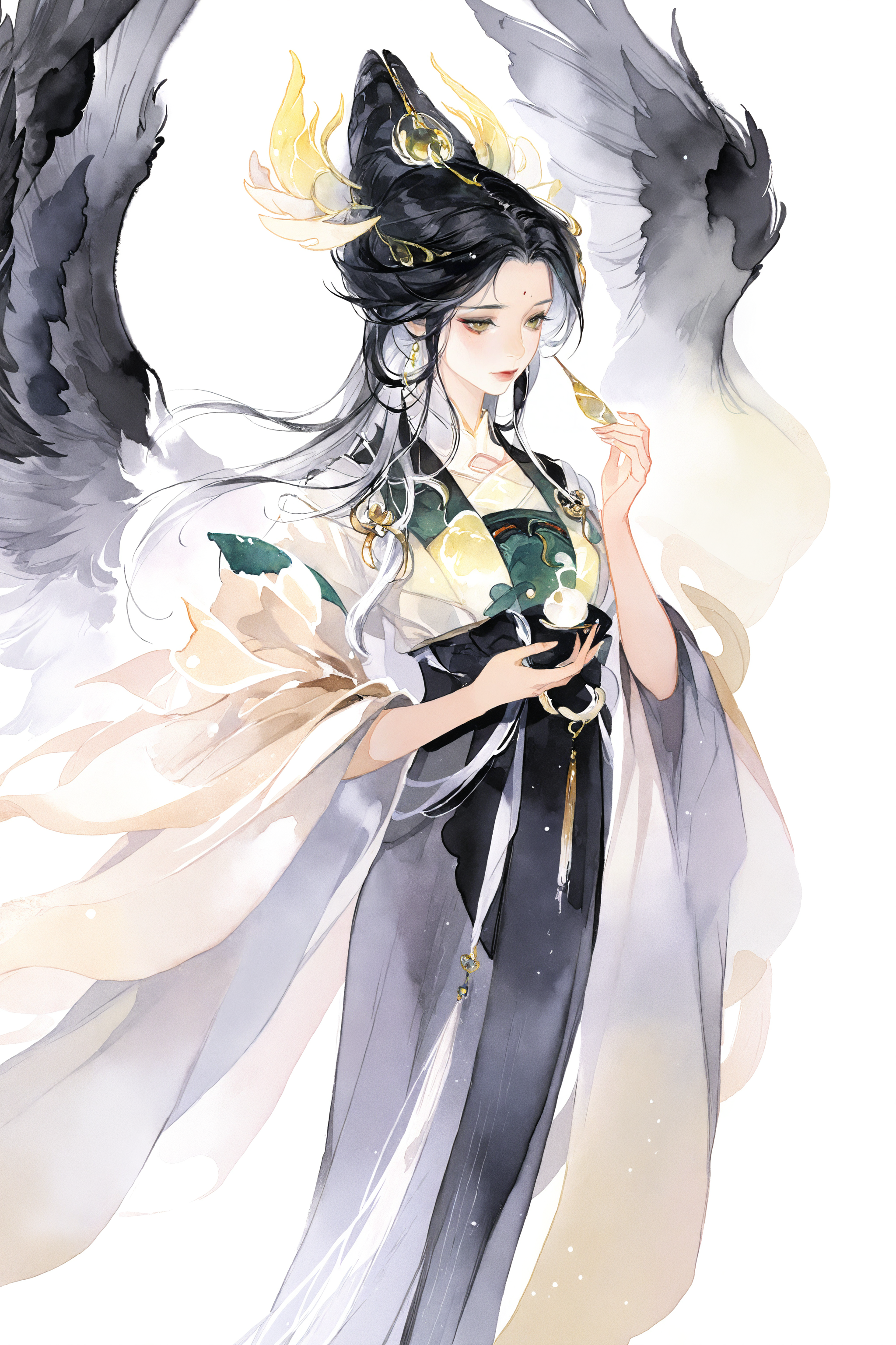 水墨风华服神秘女子