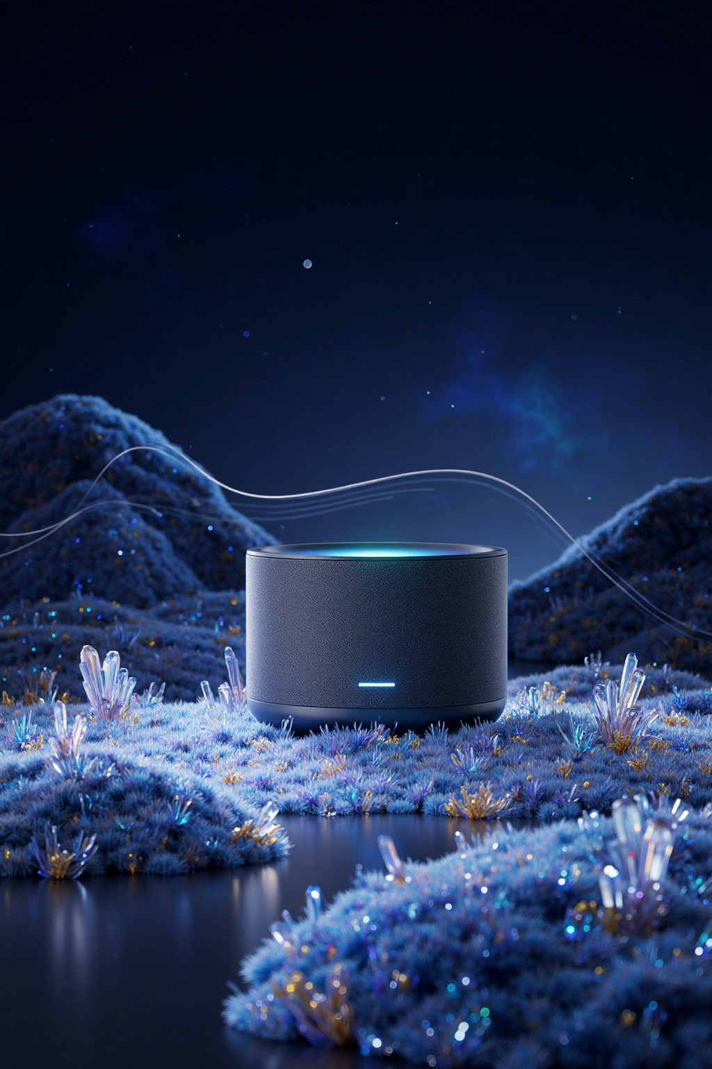 梦幻星空中的智能音箱产品场景图