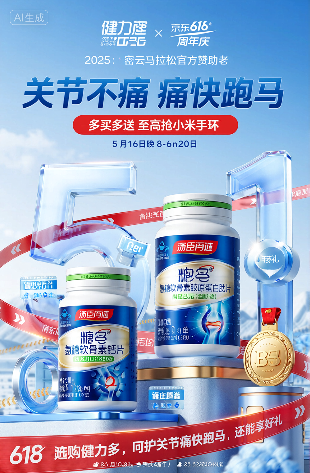 618京东年庆健力达汤臣有造关节营养品促销海报
