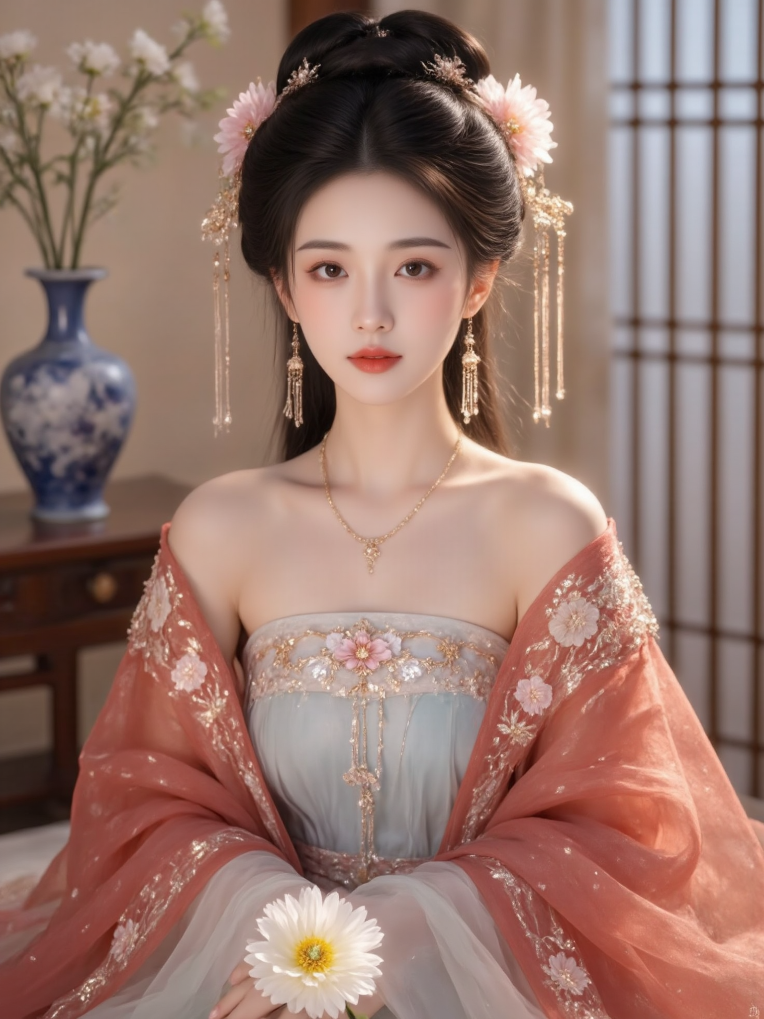 古风花饰仕女肖像