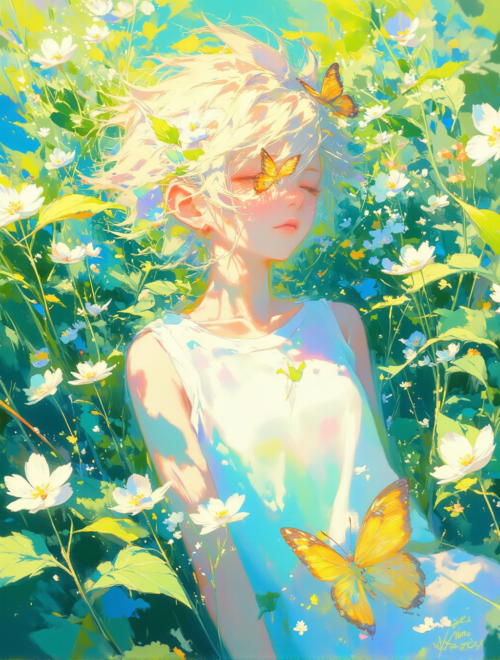 夏日花海中的梦幻少女