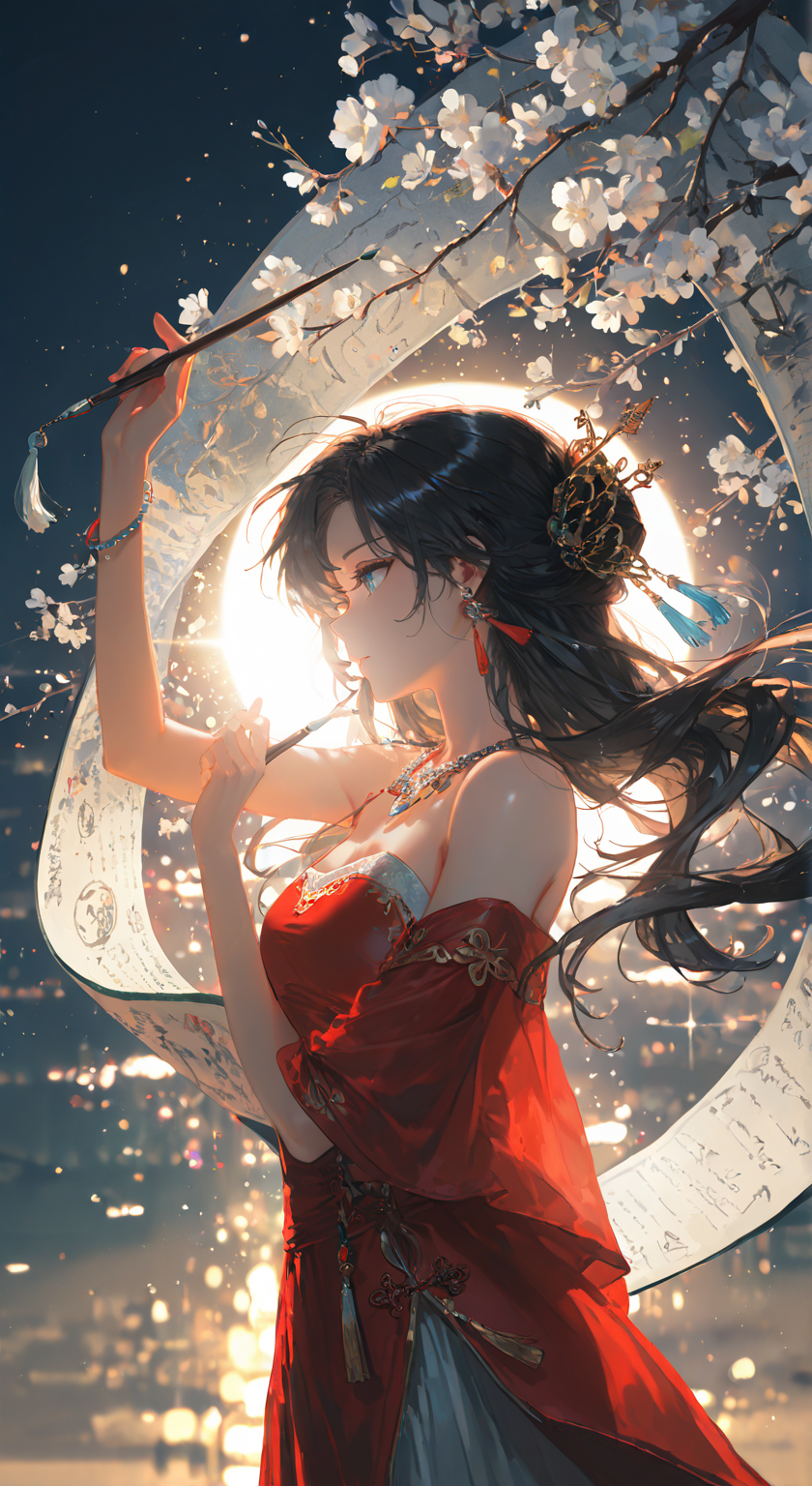 花影流光中的古风舞姬
