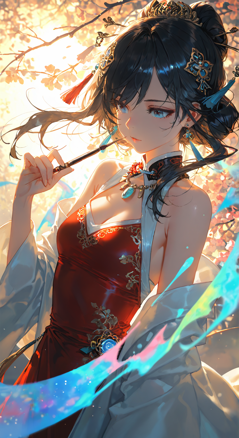 花影流光中的古风舞姬