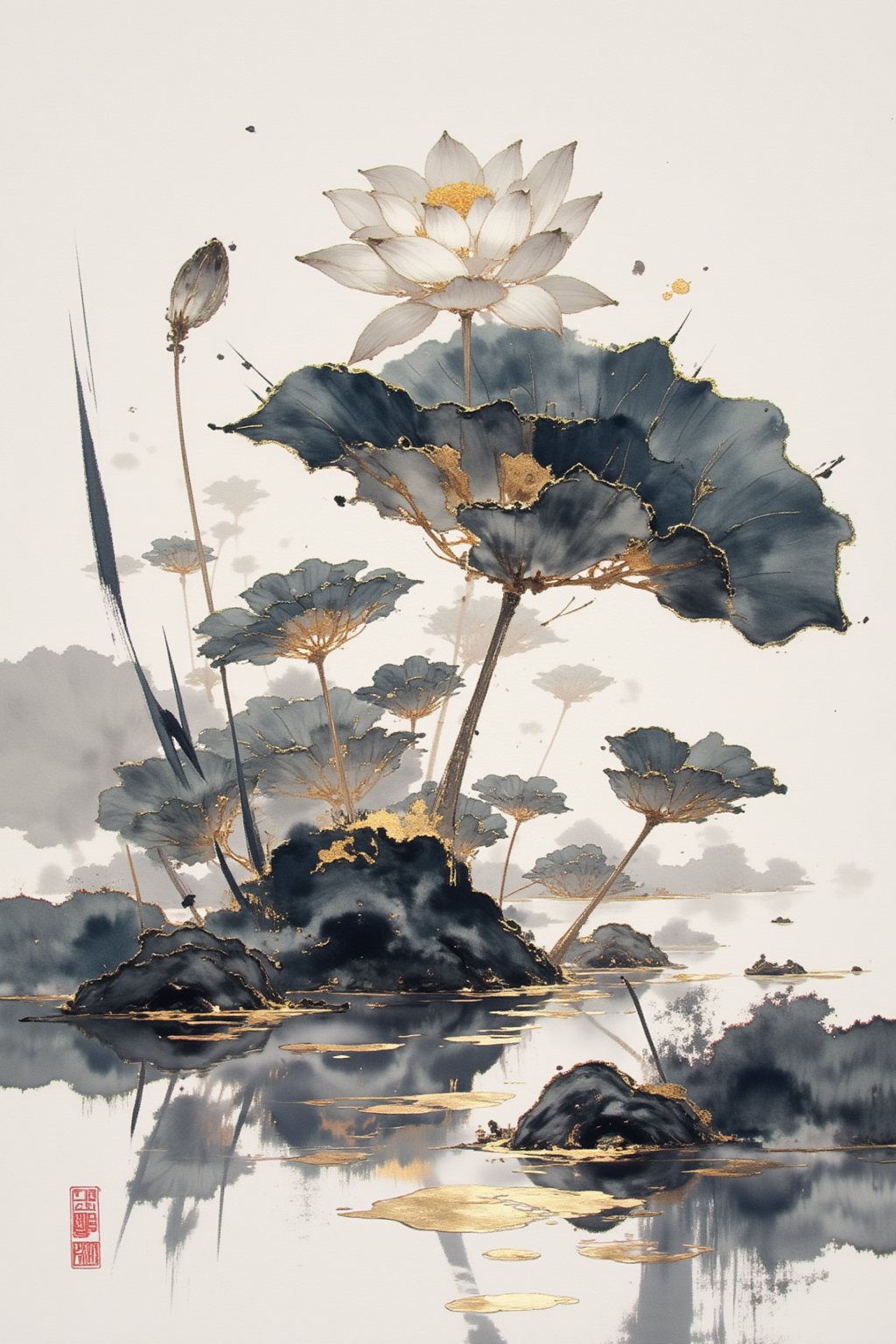 水墨荷花