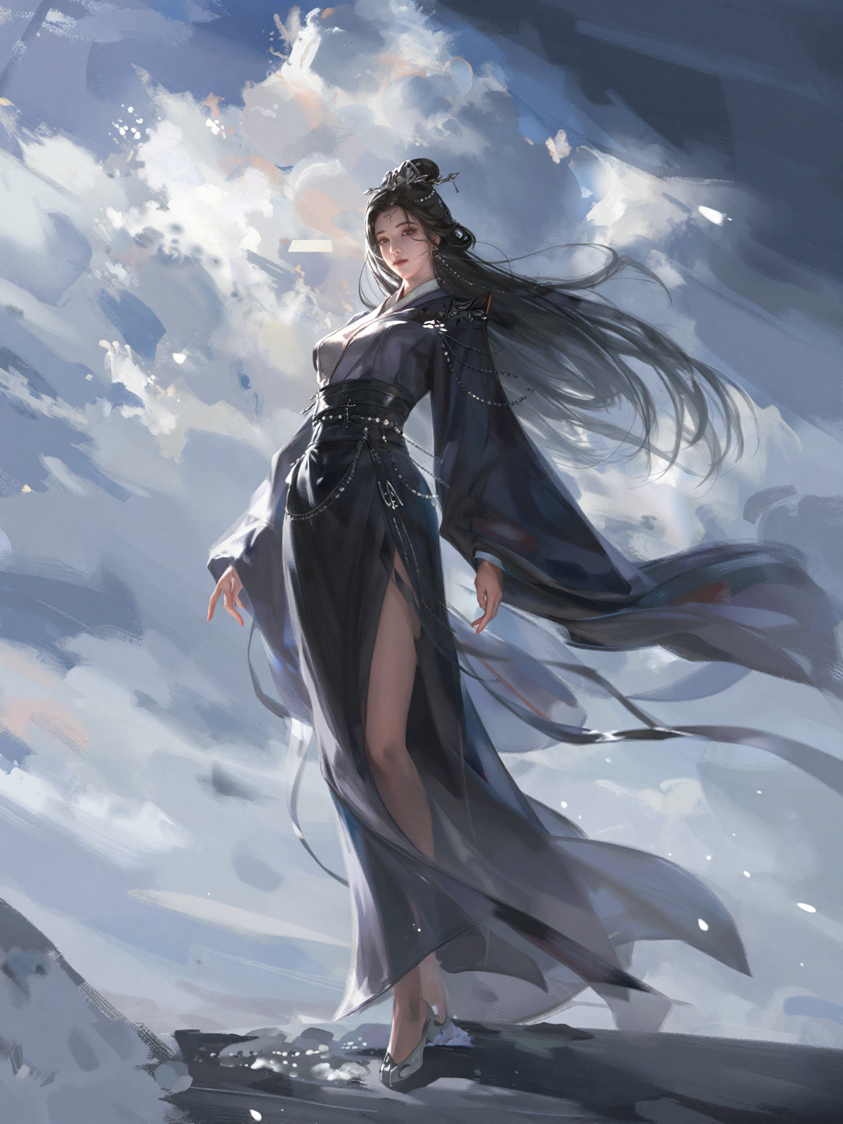 古风女生手绘插画CG