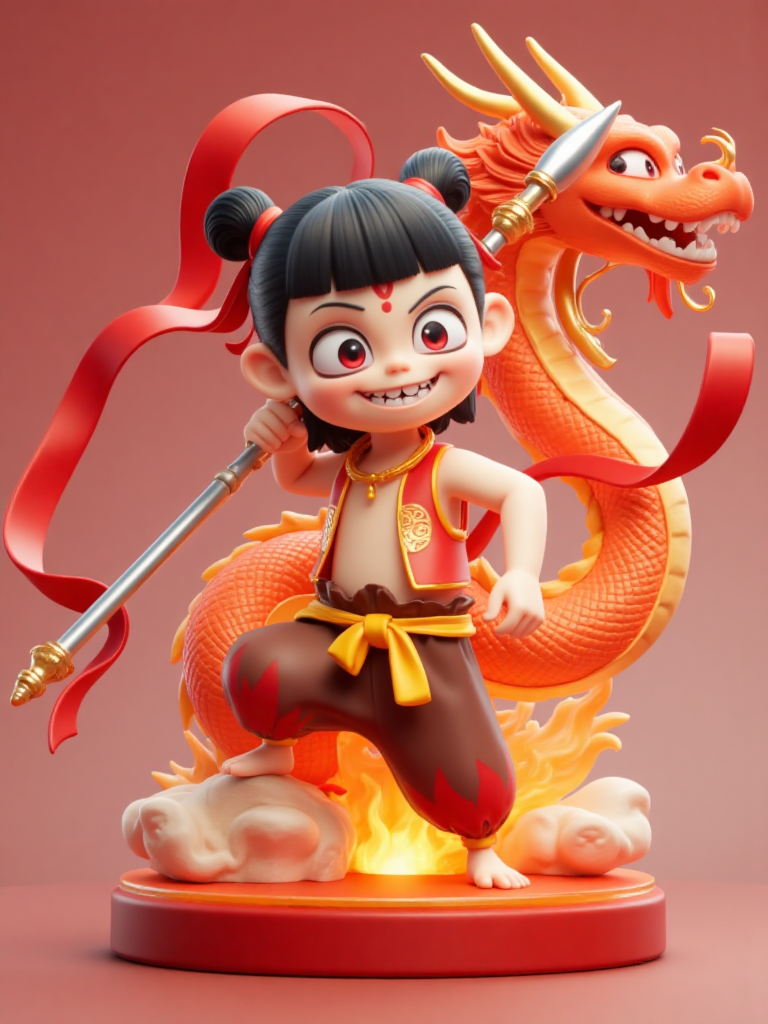 哪吒之魔童闹海和敖丙龙，盲盒手办玩具