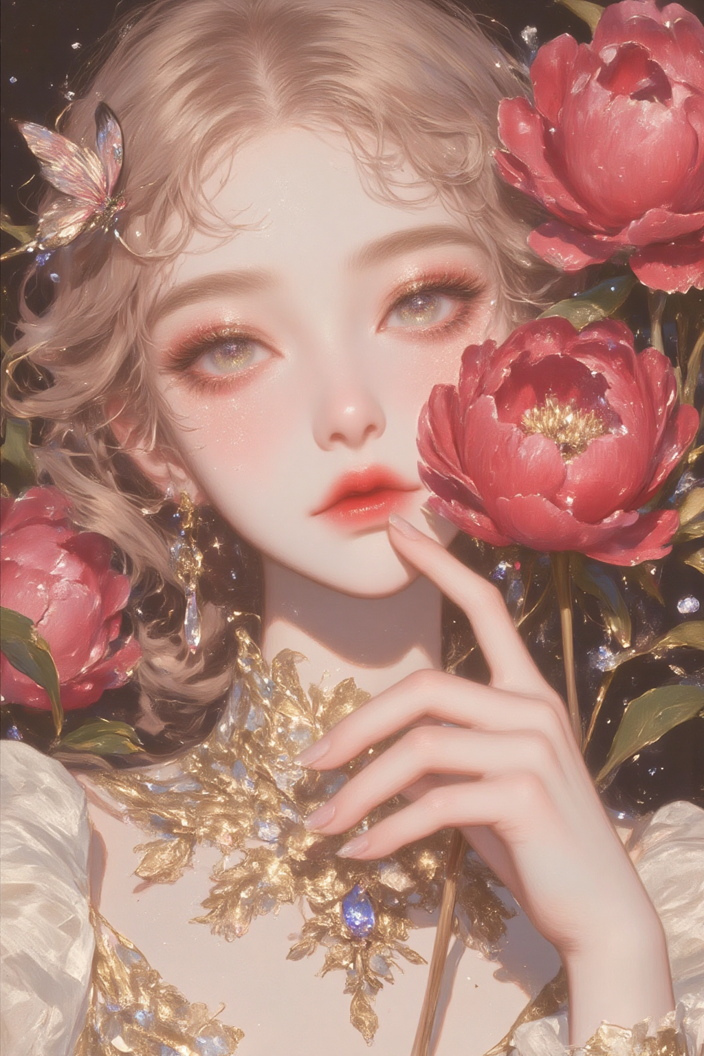 花饰珠宝风的梦幻人像插画