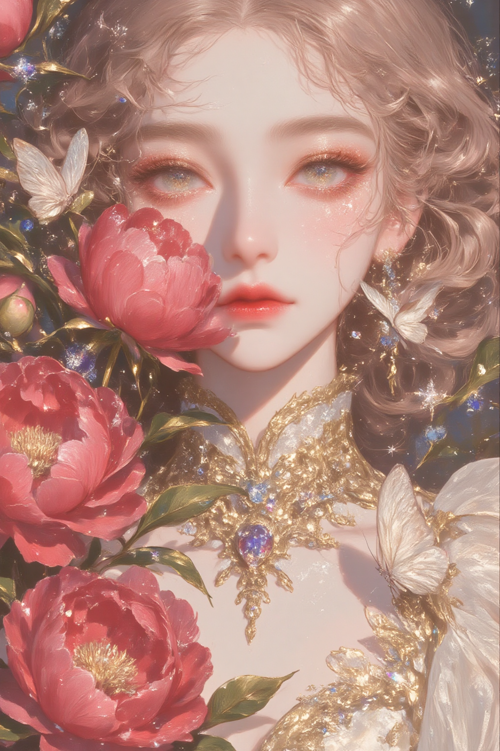 花饰珠宝风的梦幻人像插画