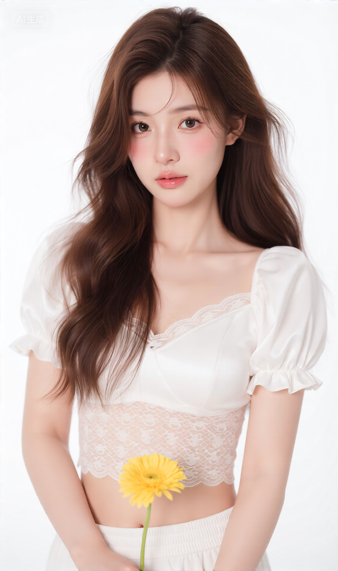 白色背景下的清新少女人像