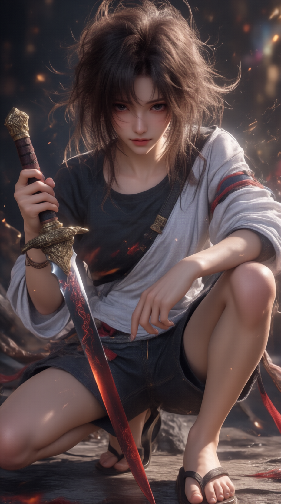 持剑的奇幻战士少女
