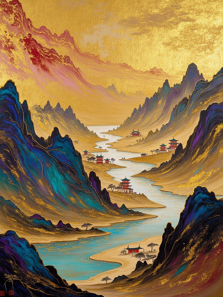 金箔岩彩画