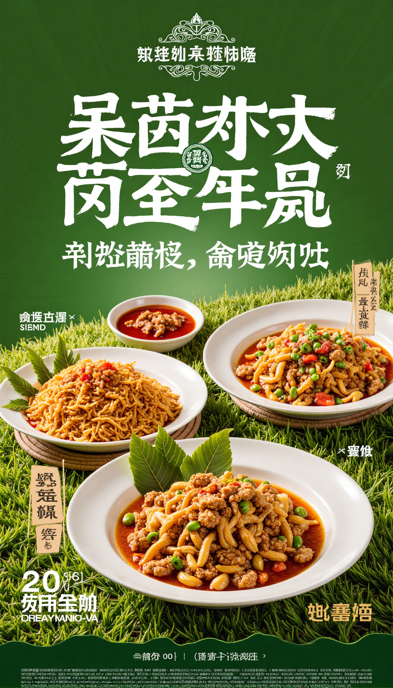 杂茭木叶芋芋茹风味草地美食海报