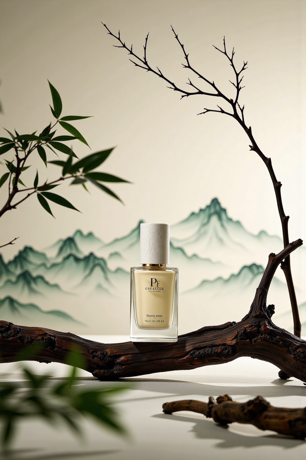 东方禅意自然风香氛产品静物图