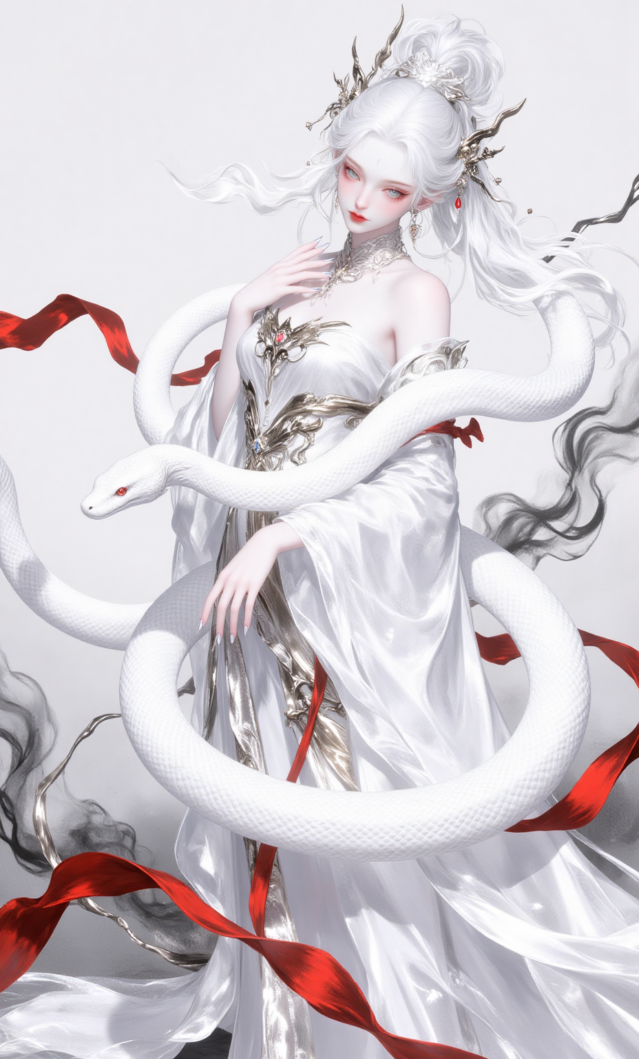 白发龙蛇与华丽神秘女王形象
