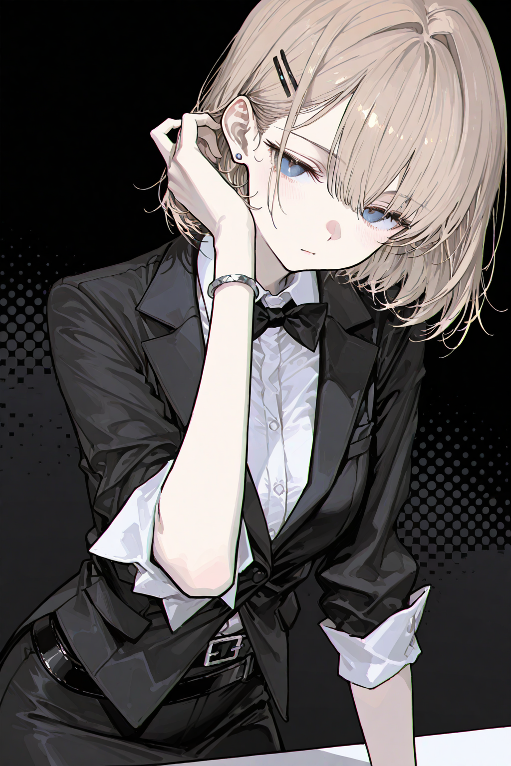 冷淡气质的短发少女动漫插画