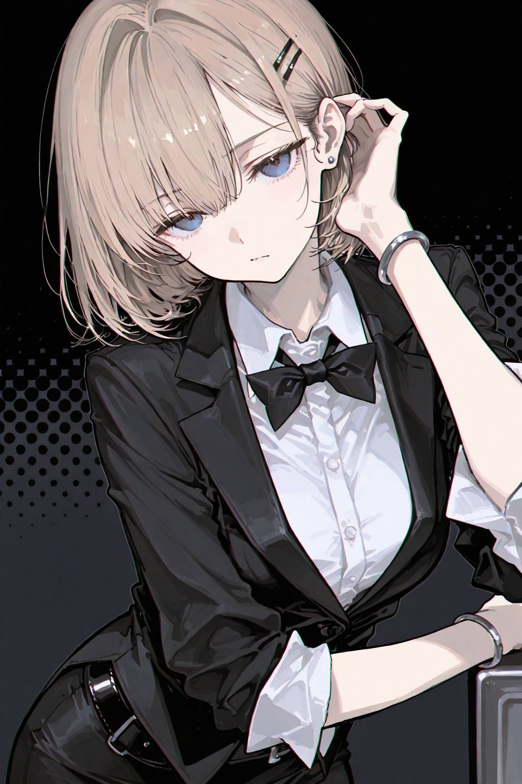 冷淡气质的短发少女动漫插画