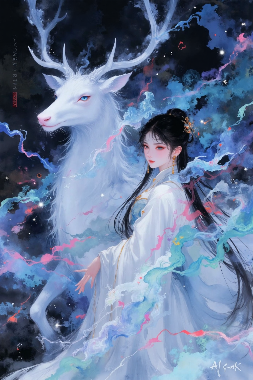 星云幻鹿与白衣仙子