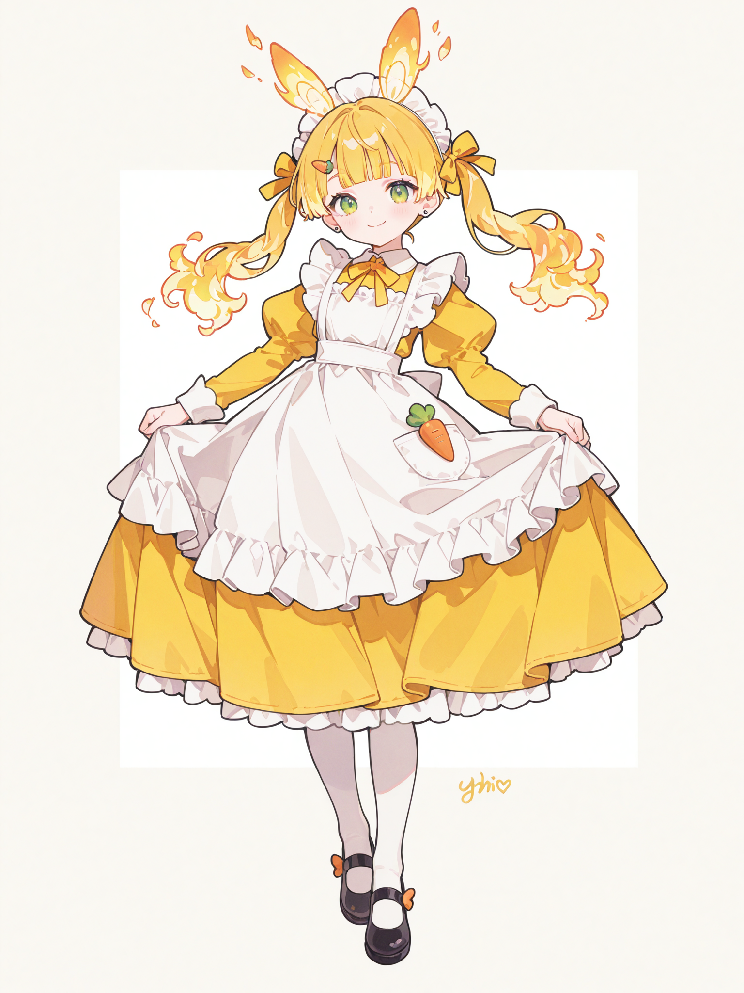 胡萝卜主题的兔耳少女插画
