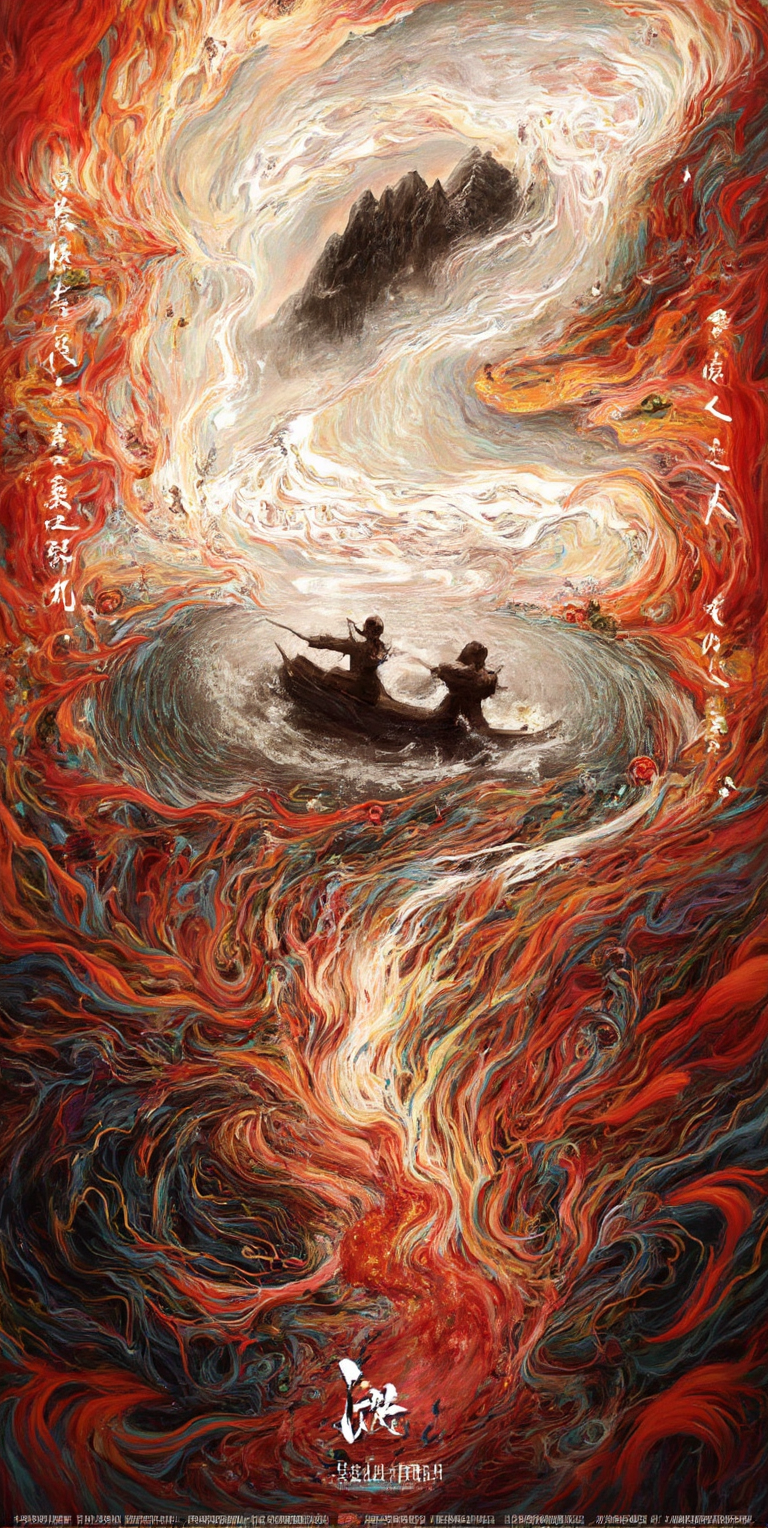 赤焰流云中的中国风艺术海报