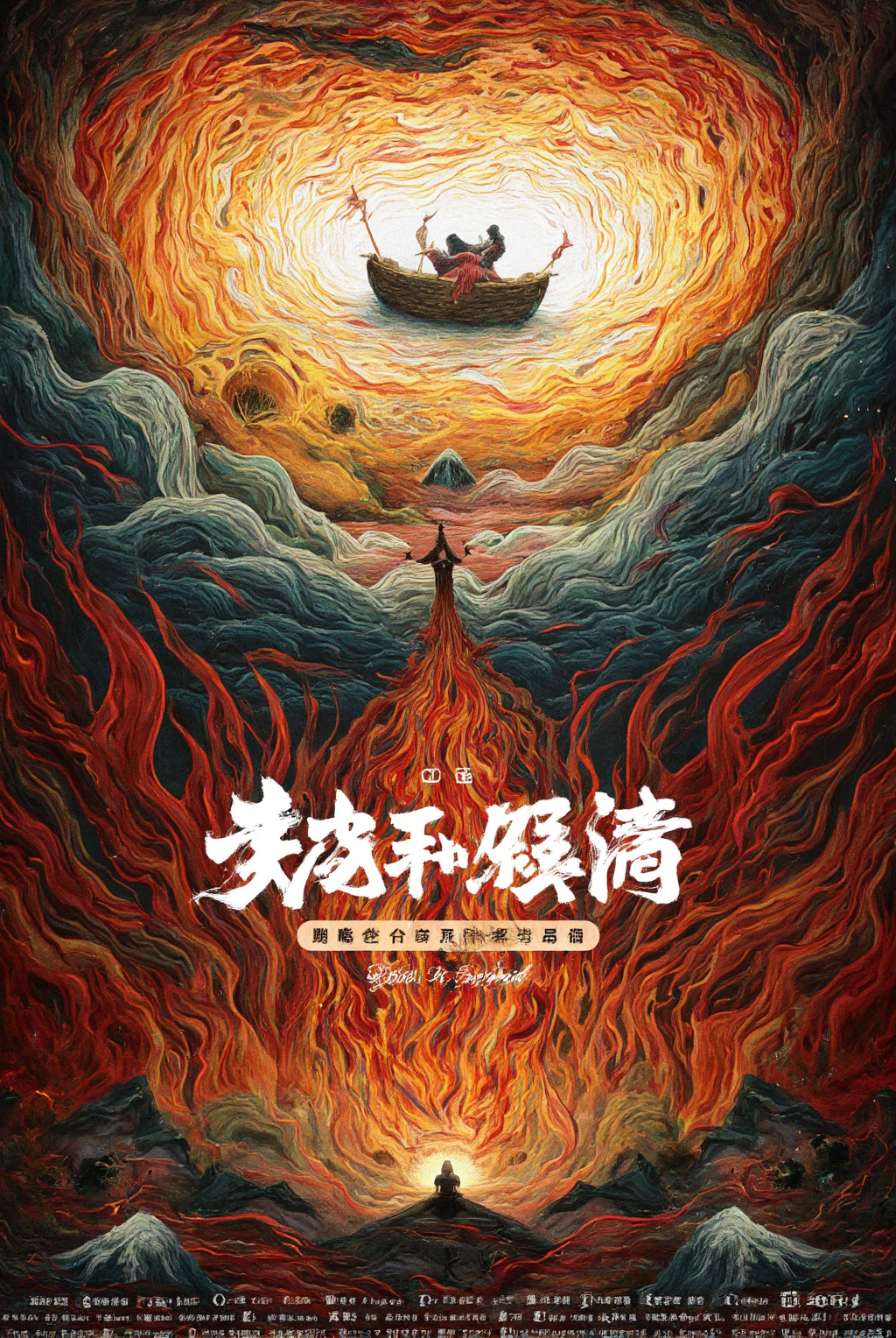 赤焰流云中的中国风艺术海报