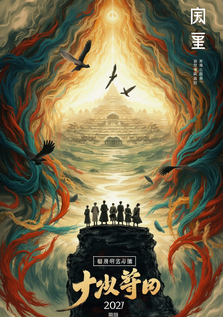 神话史诗感的悬崖群像海报