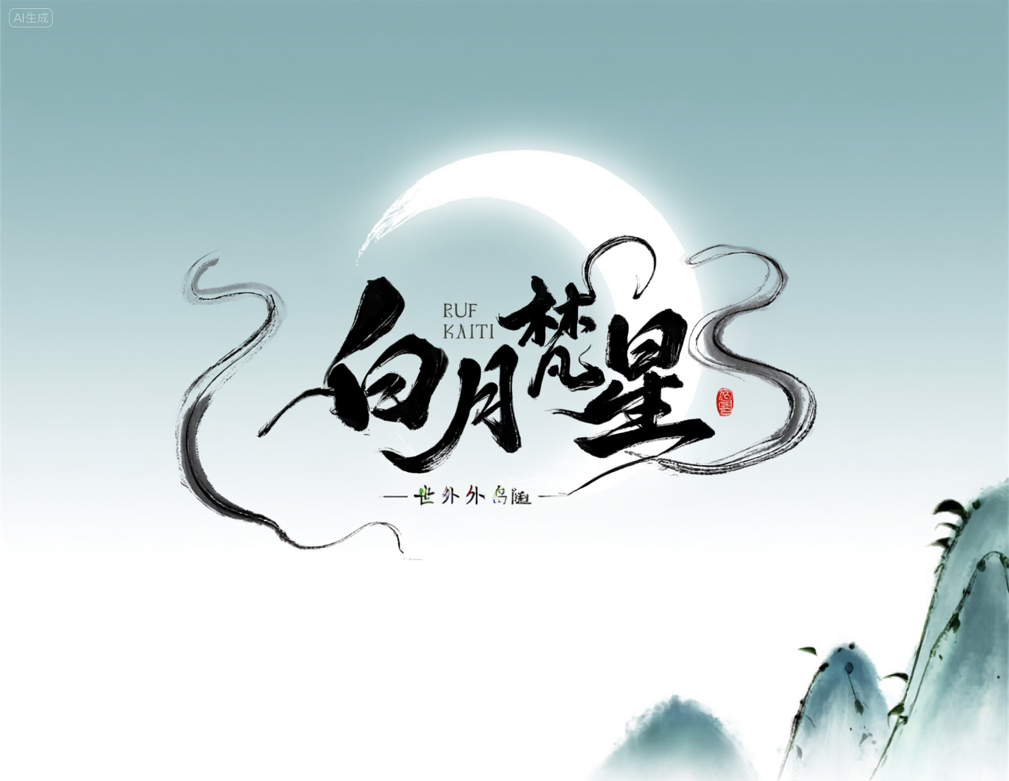 国风水墨《白月梵星》海报
