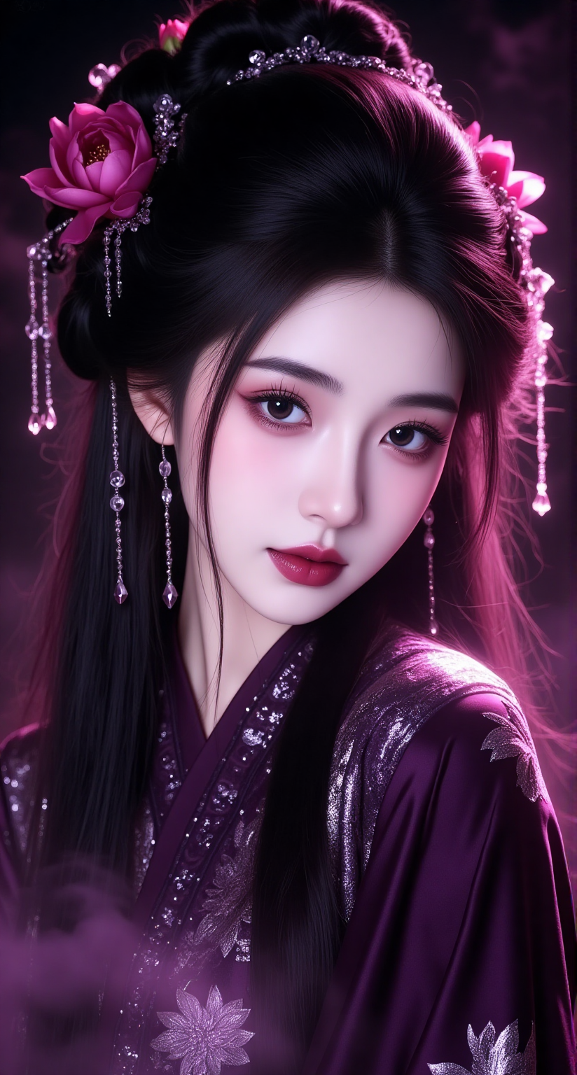 紫色梦幻古风女子人像