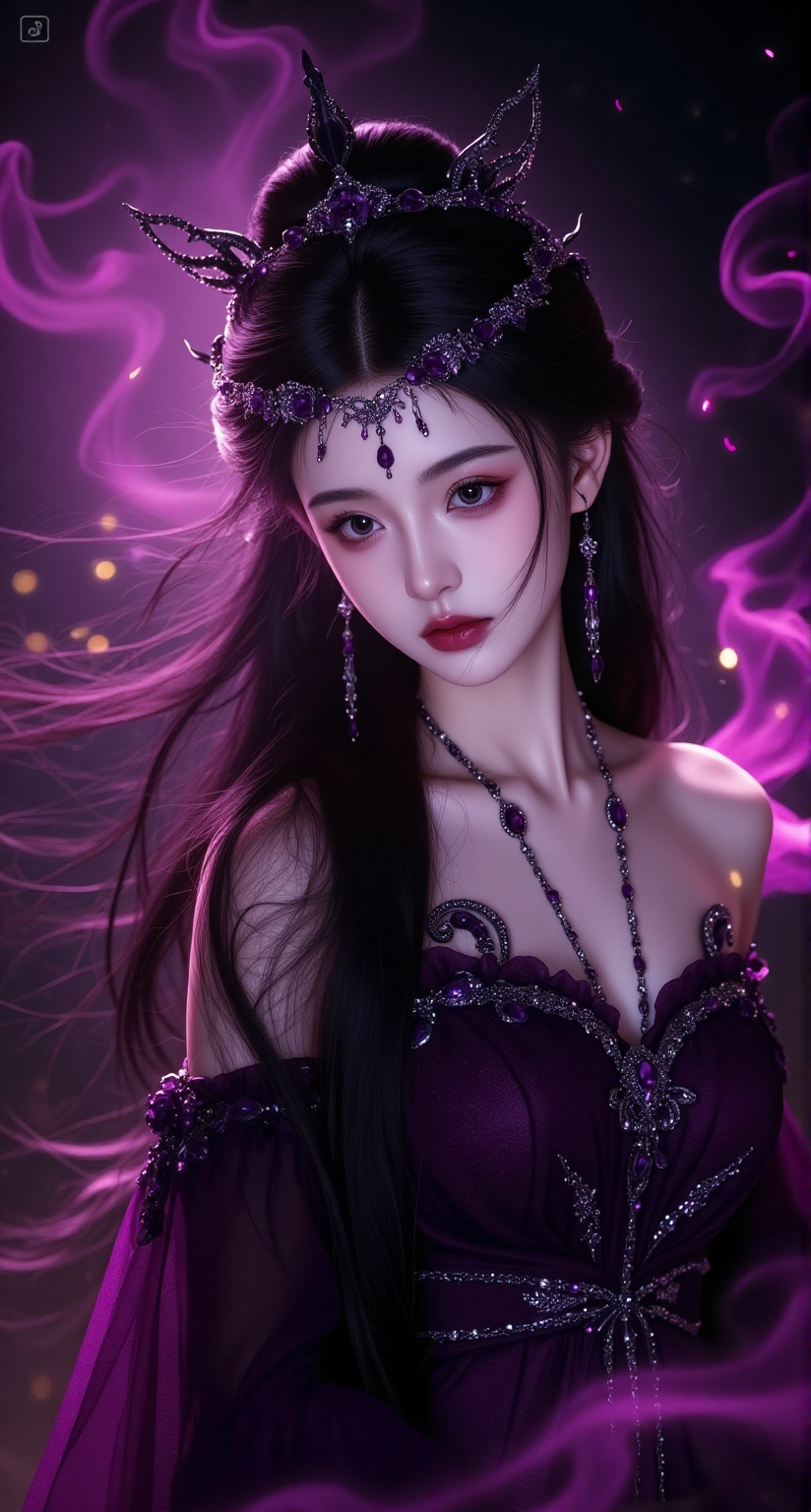 紫色幻魅风格的华丽女性肖像