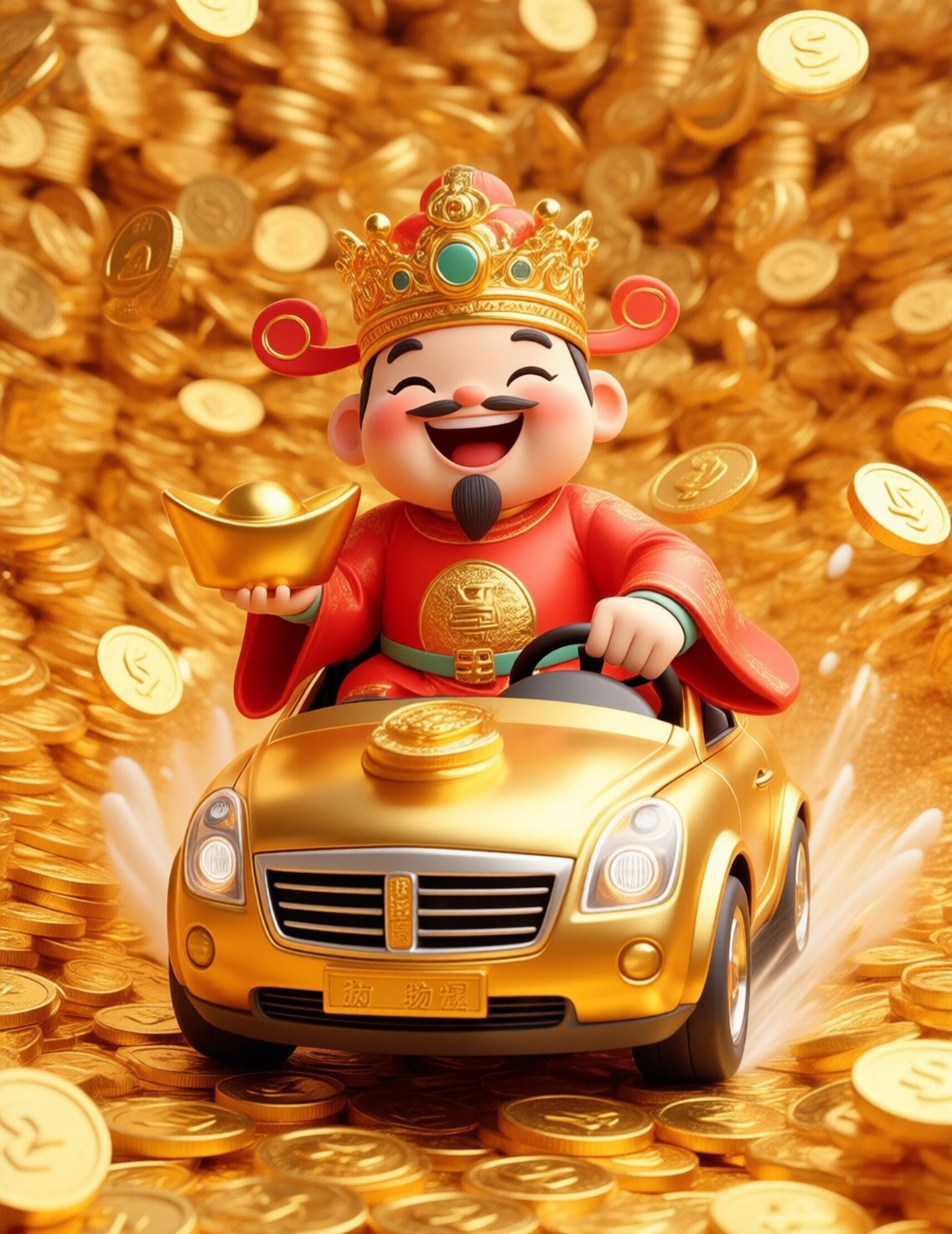 Qwen新年暴富3D卡通财神