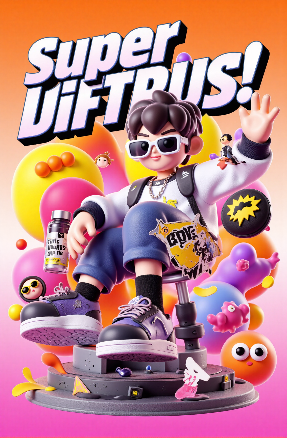 潮玩风格的&ldquo;Super UIFTUIS!&rdquo; 3D海报