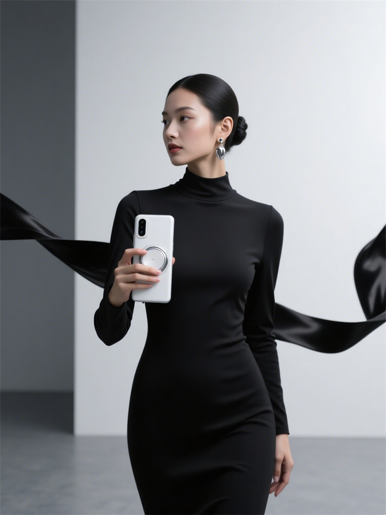 极简时尚感的手机产品展示人像
