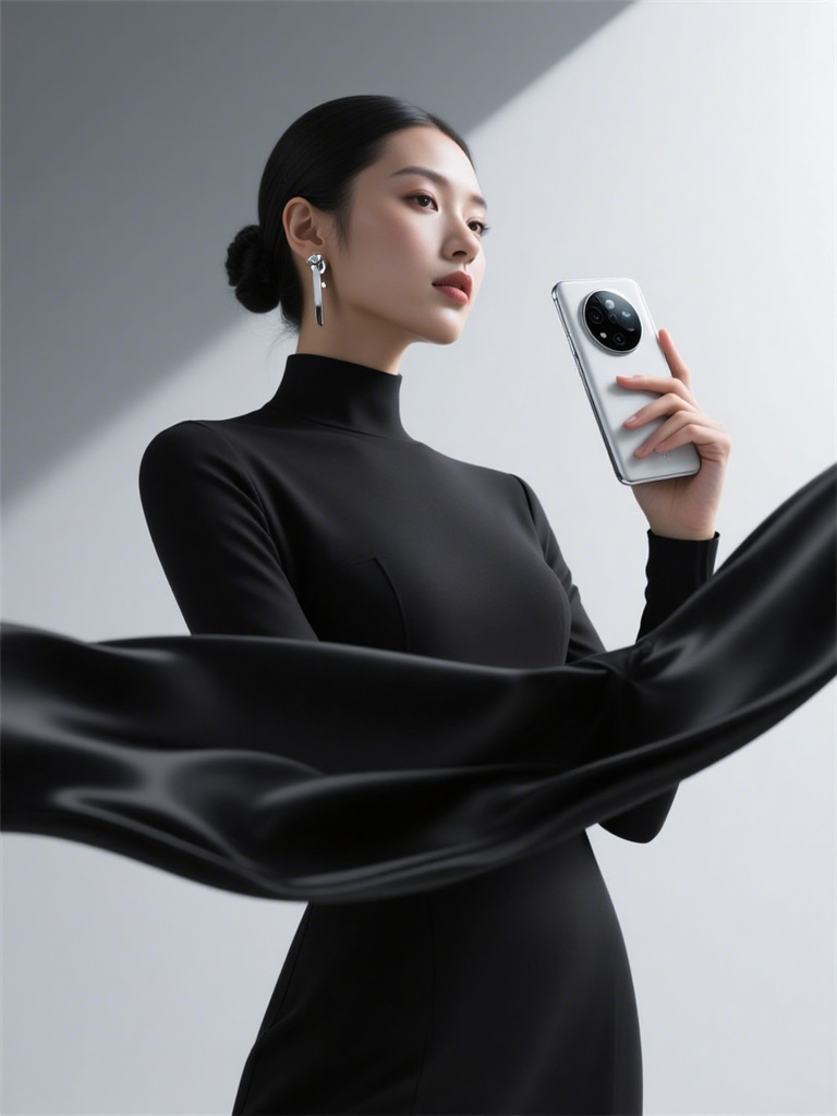 极简时尚感的手机产品展示人像