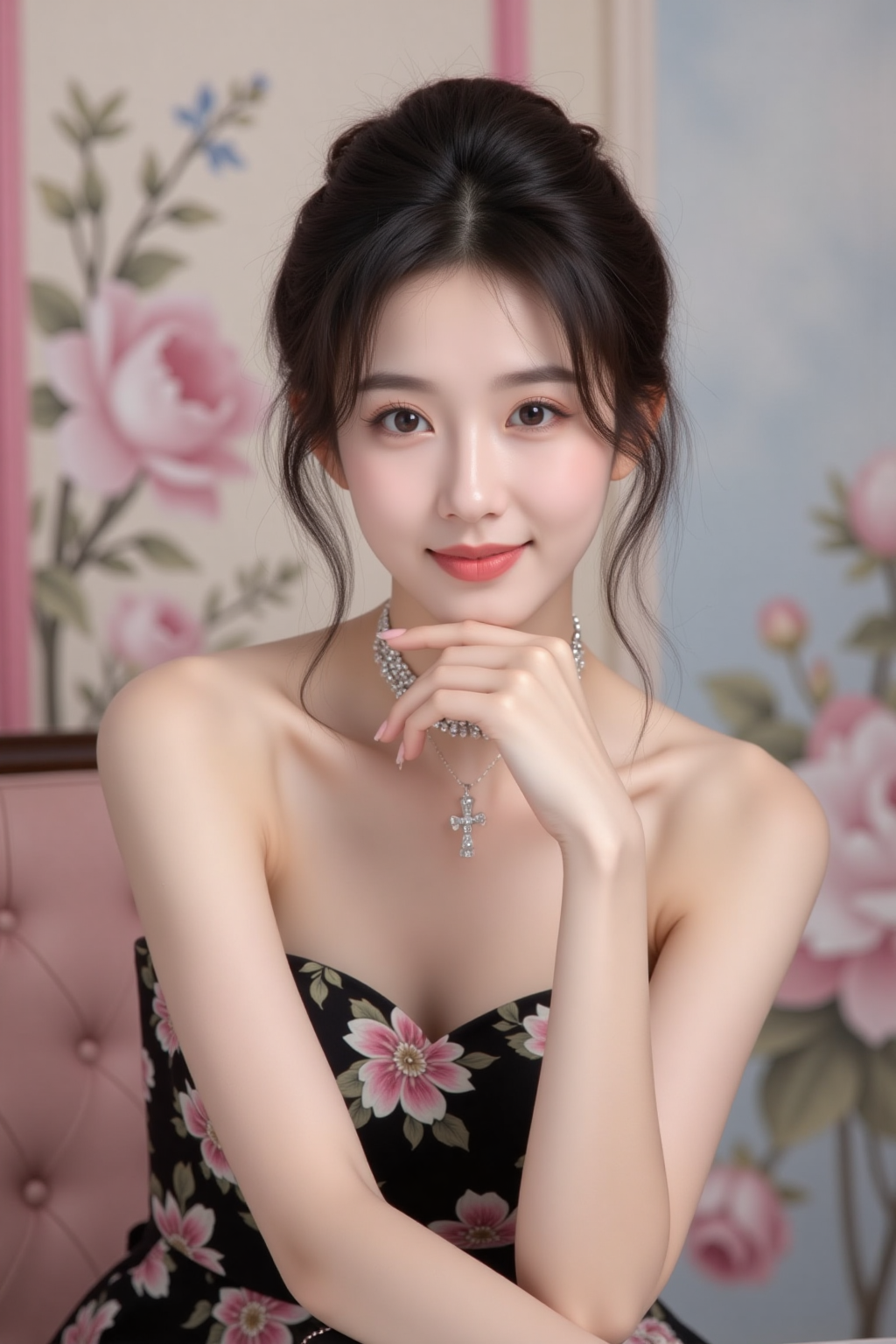 花影中的优雅肖像
