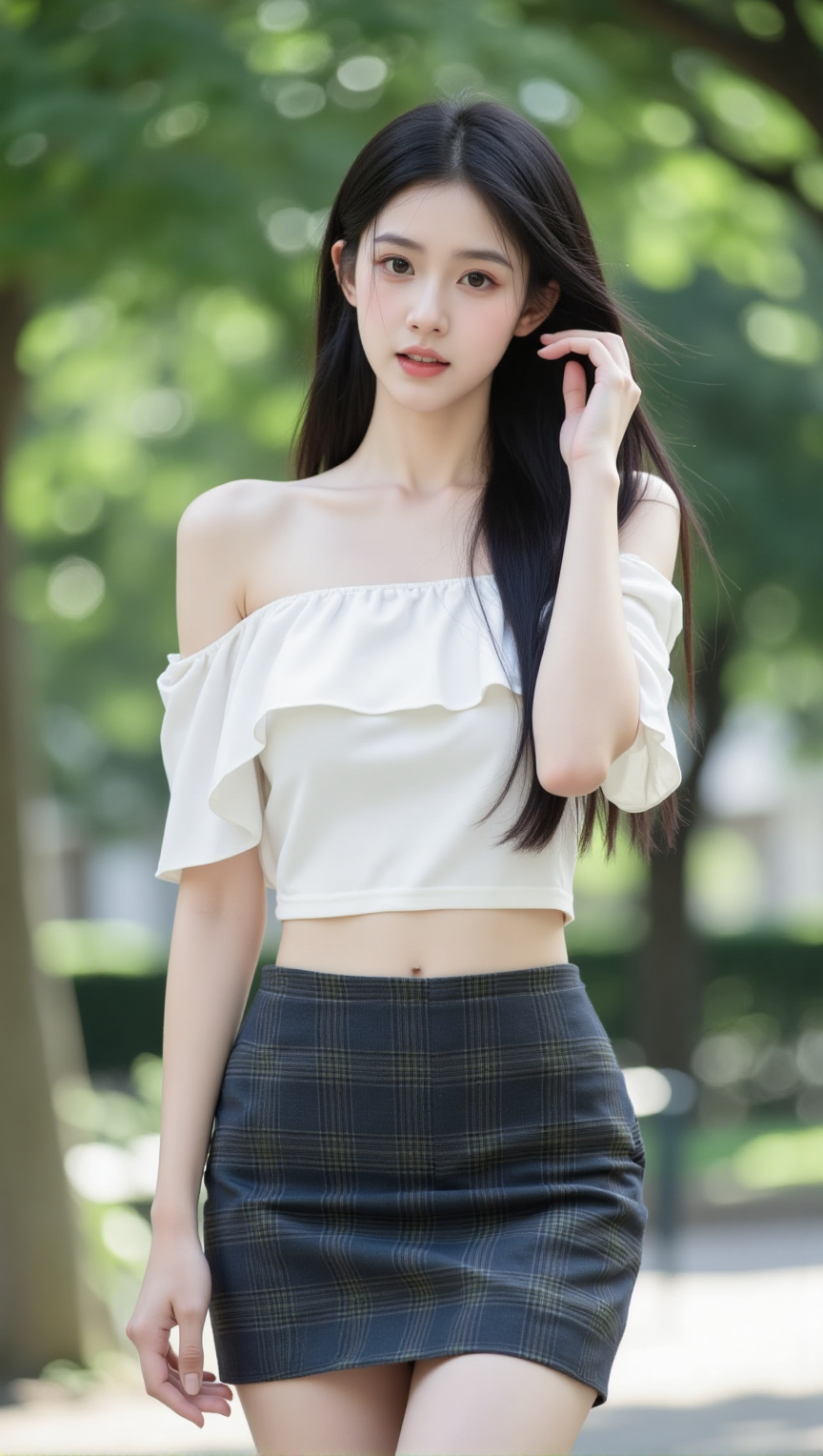 夏日户外清新风女性半身人像