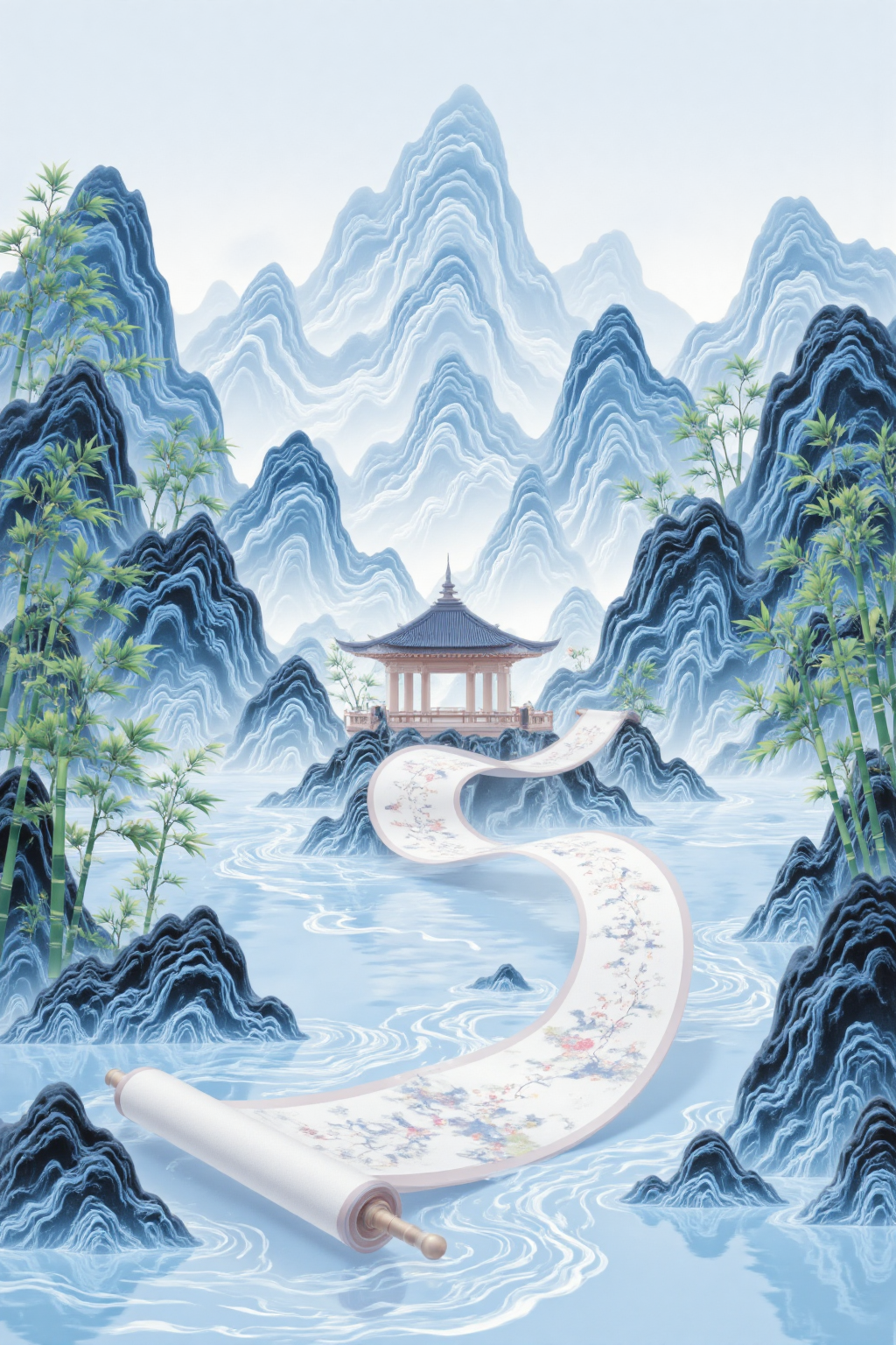 卷轴山水