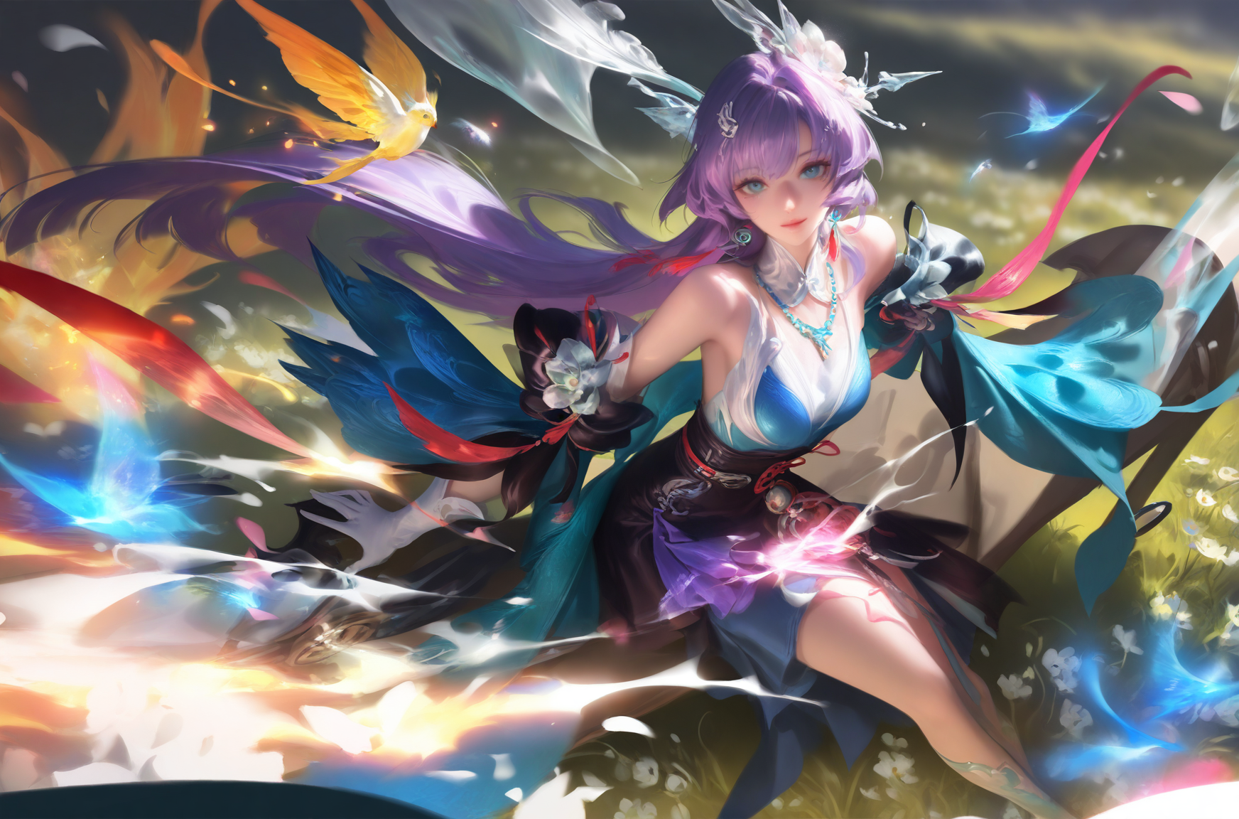 梦幻灵羽飞舞的奇幻少女