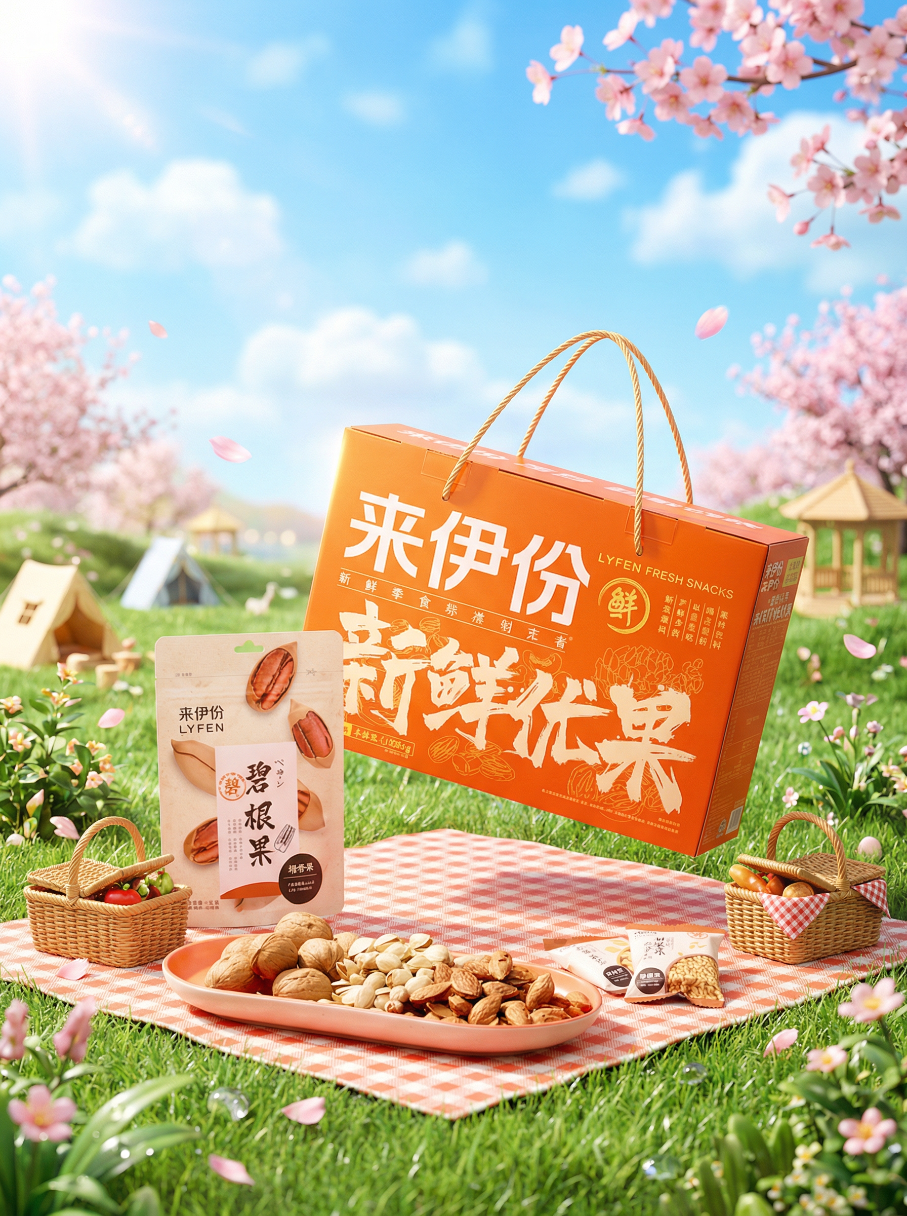 一键生成电商春日出游场景产品美学海报｜全案流程展示