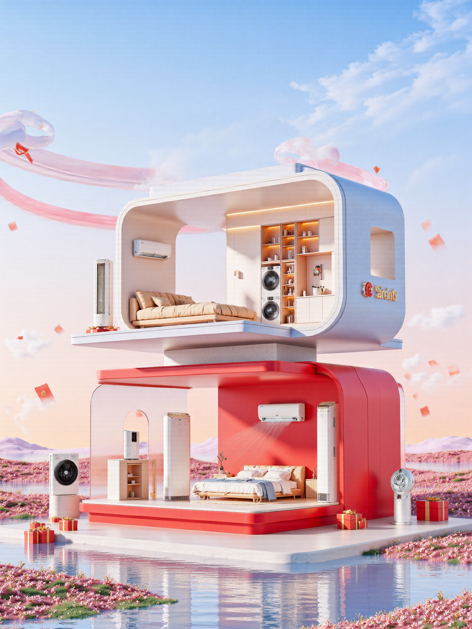 未来感模块化双层住宅概念图