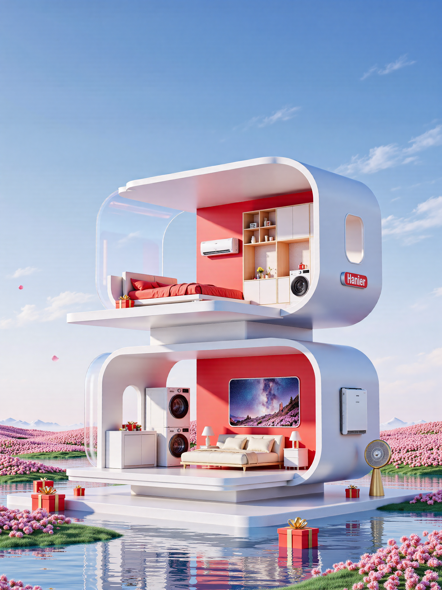 未来感模块化双层住宅概念图