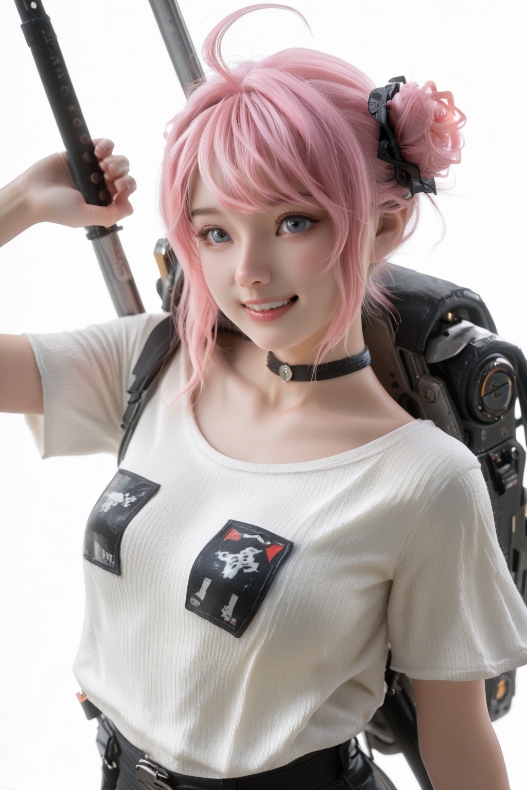 粉色短发机甲风角色扮演少女
