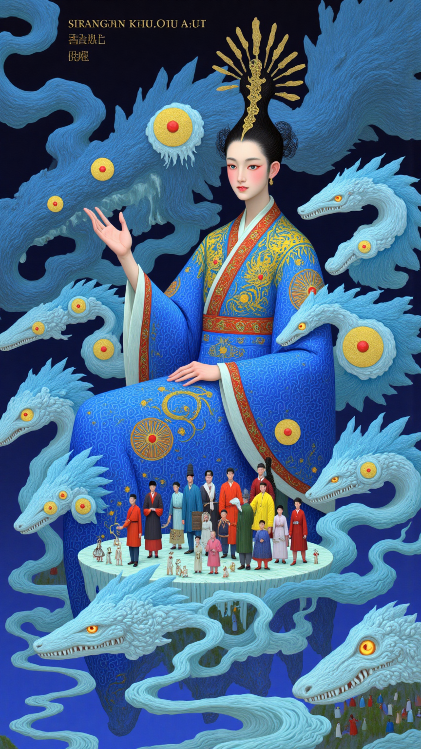 神秘幻境中的人物与白马