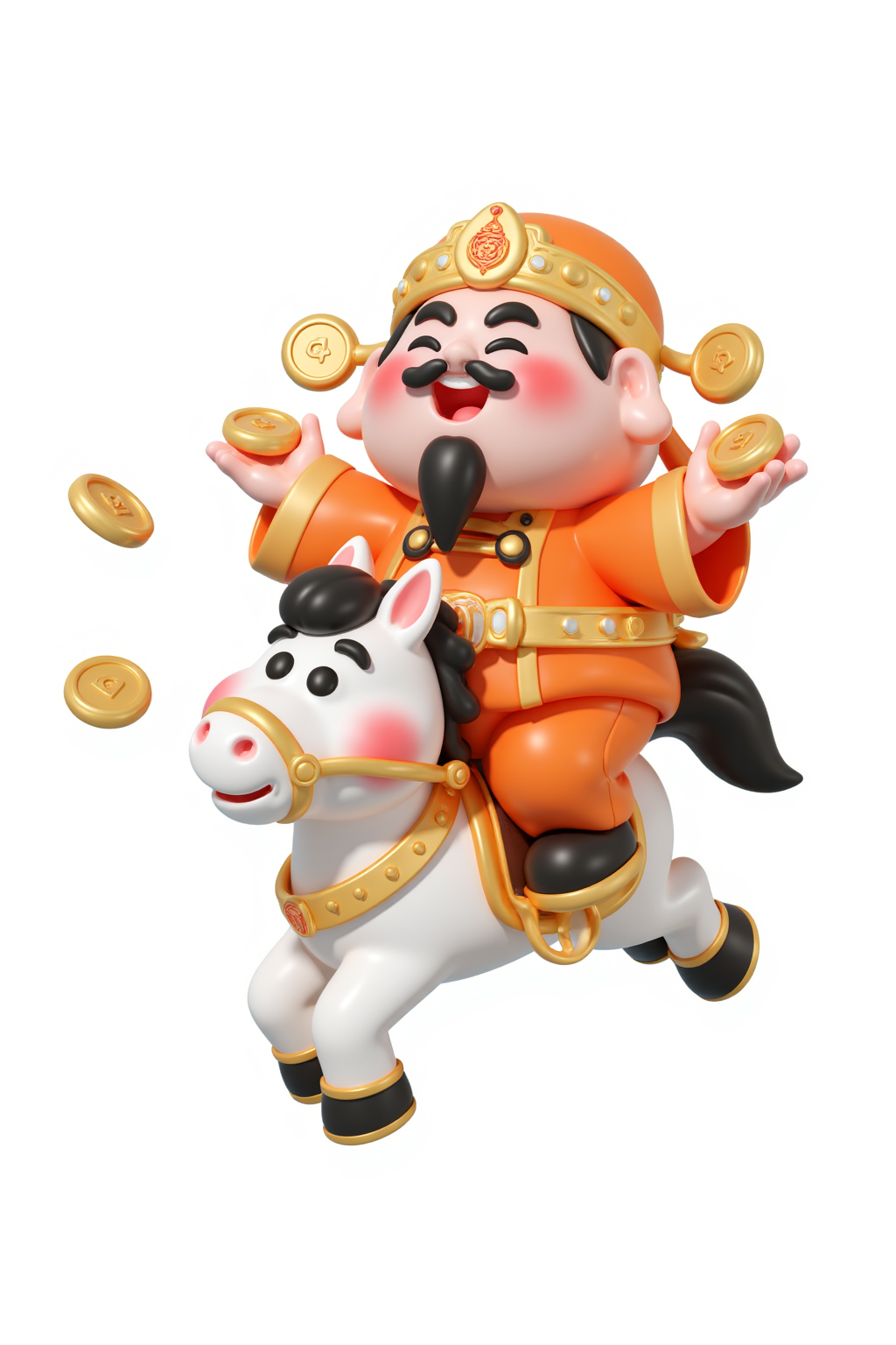 骑白马的中国风招财童子