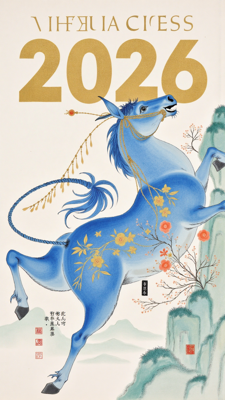 2026新中式马年插画