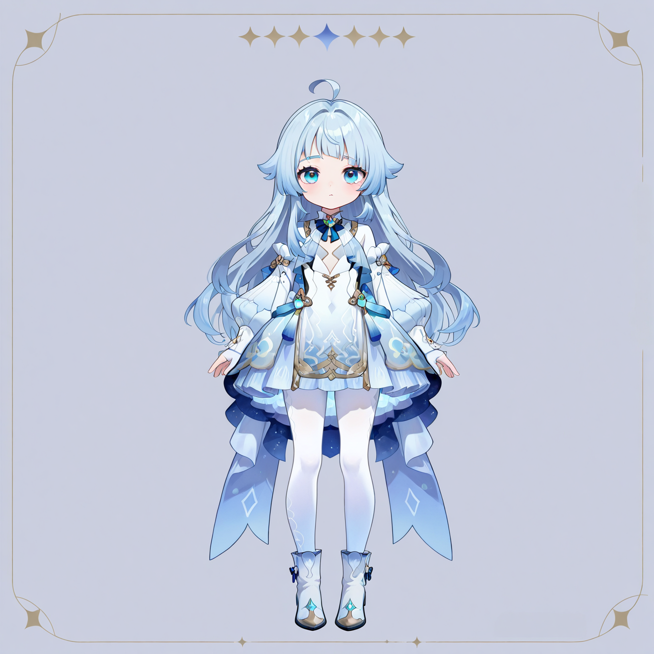 蓝白色奇幻风少女立绘